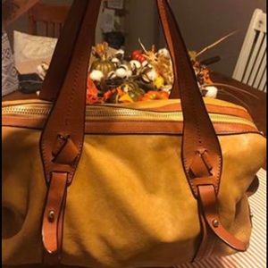 Joy Gryson Mustard and Brown Leather Satchel